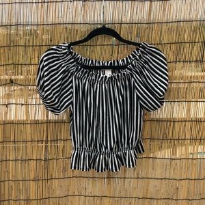 H&M Striped Off-the-Shoulder Top